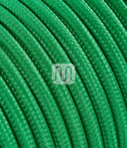 Câble électrique flexible rond gainé de tissu coloré vert
