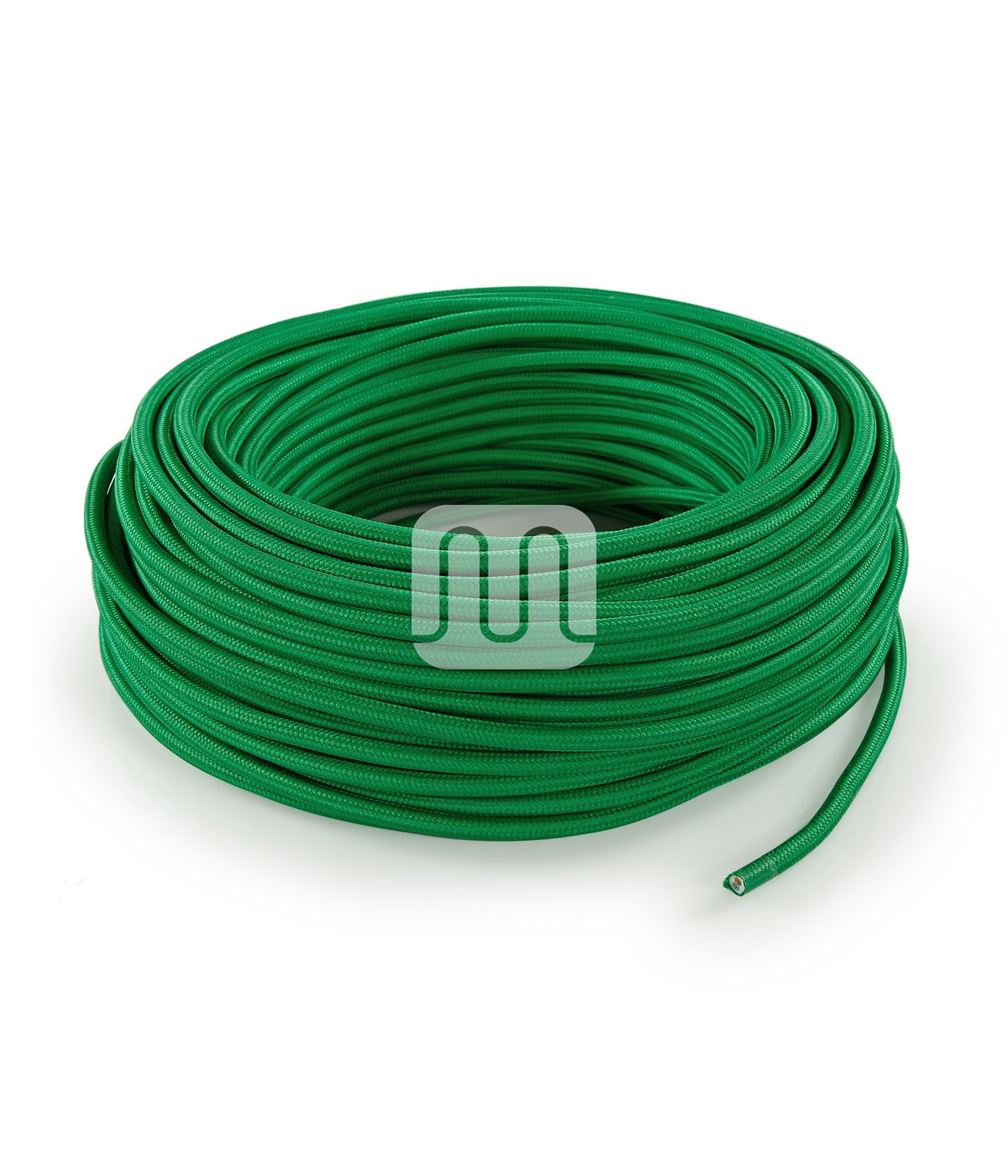 Câble électrique flexible rond gainé de tissu coloré vert