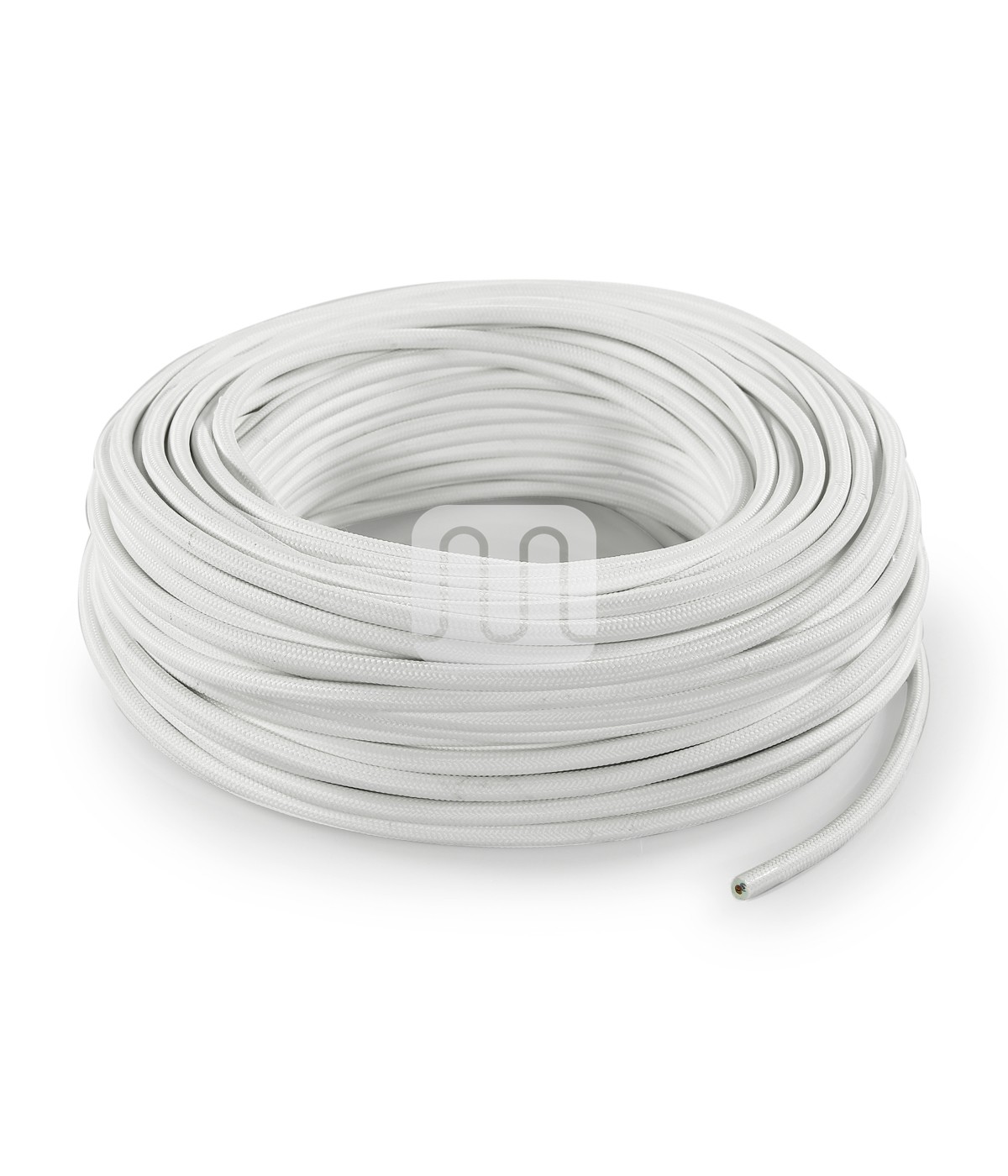 Câble électrique flexible rond gainé de tissu coloré blanc