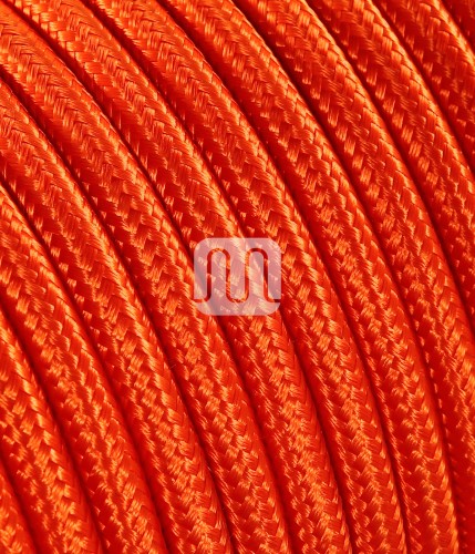 Câble électrique flexible rond gainé de tissu coloré orange