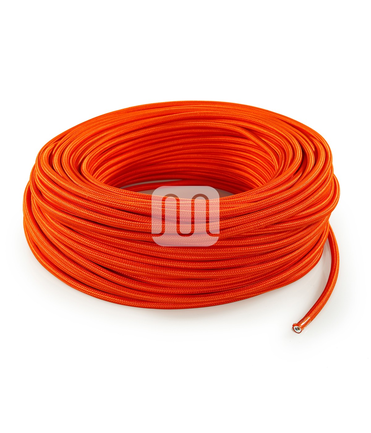 Câble électrique flexible rond gainé de tissu coloré orange