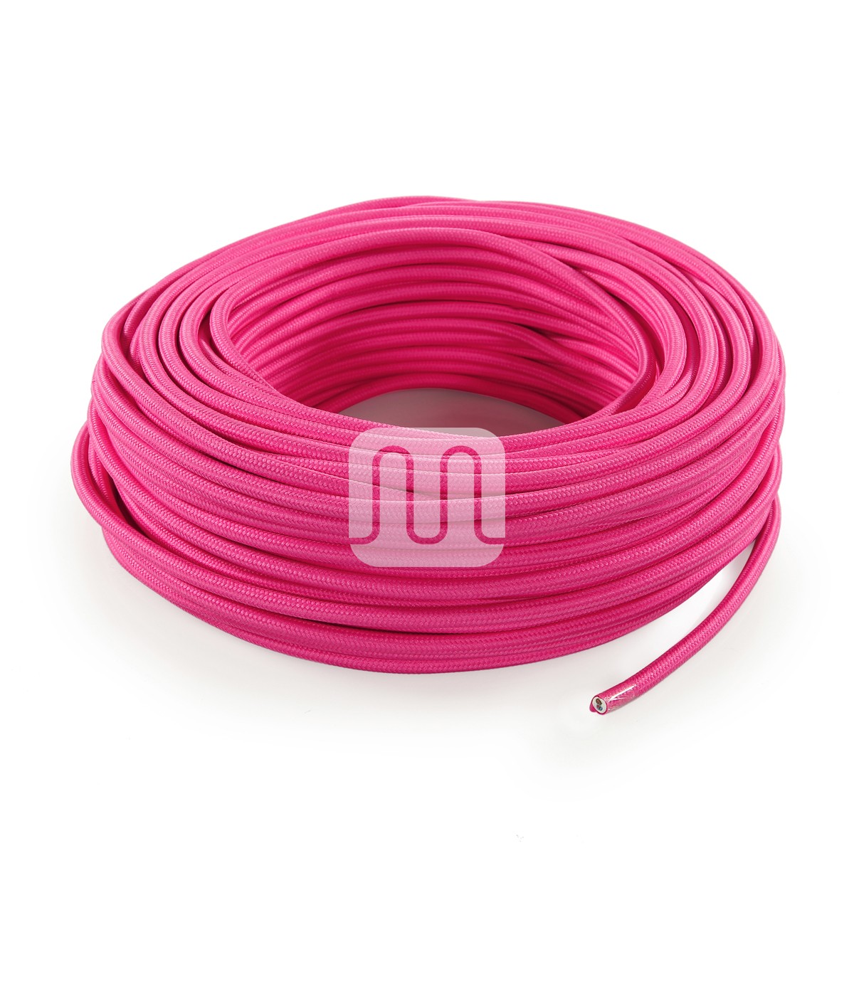 Câble électrique flexible rond gainé de tissu coloré fuchsia