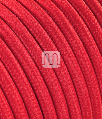 Câble électrique flexible rond gainé de tissu coloré rouge
