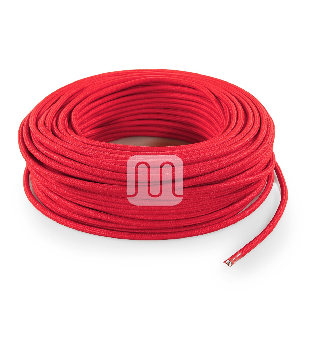 Câble électrique flexible rond gainé de tissu coloré rouge