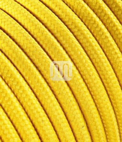 Câble électrique flexible rond gainé de tissu coloré jaune