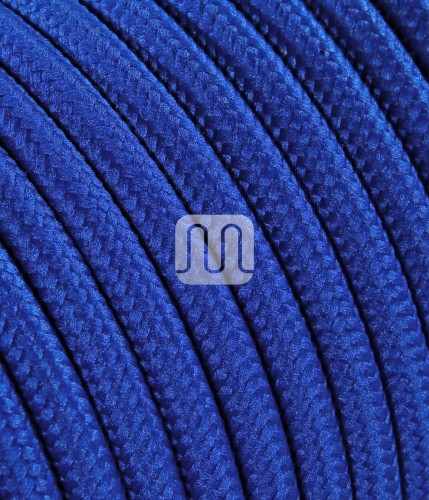 Câble électrique flexible rond gainé de tissu coloré bleu
