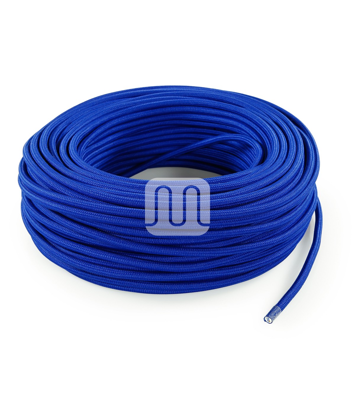 Câble électrique flexible rond gainé de tissu coloré bleu