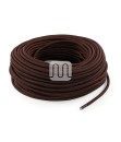 Câble électrique flexible rond gainé de tissu coloré marron