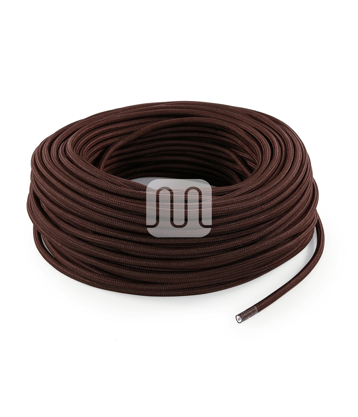 Câble électrique flexible rond gainé de tissu coloré marron