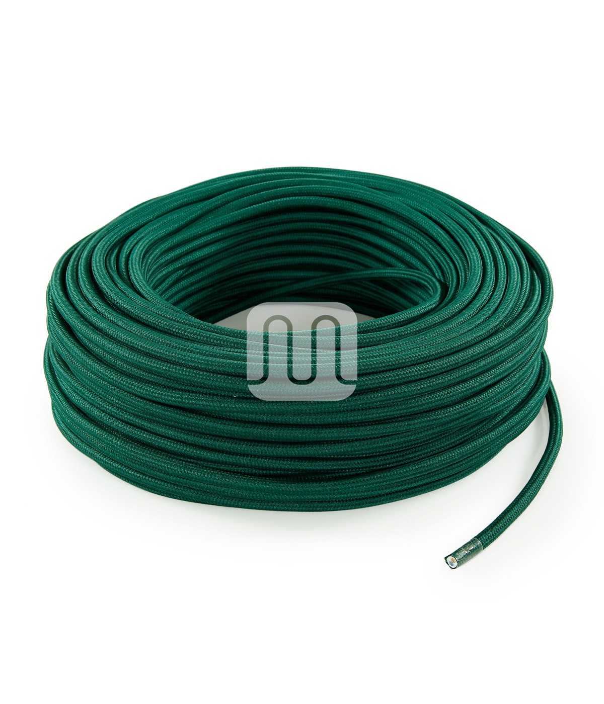 Câble électrique flexible rond gainé de tissu coloré pétrole