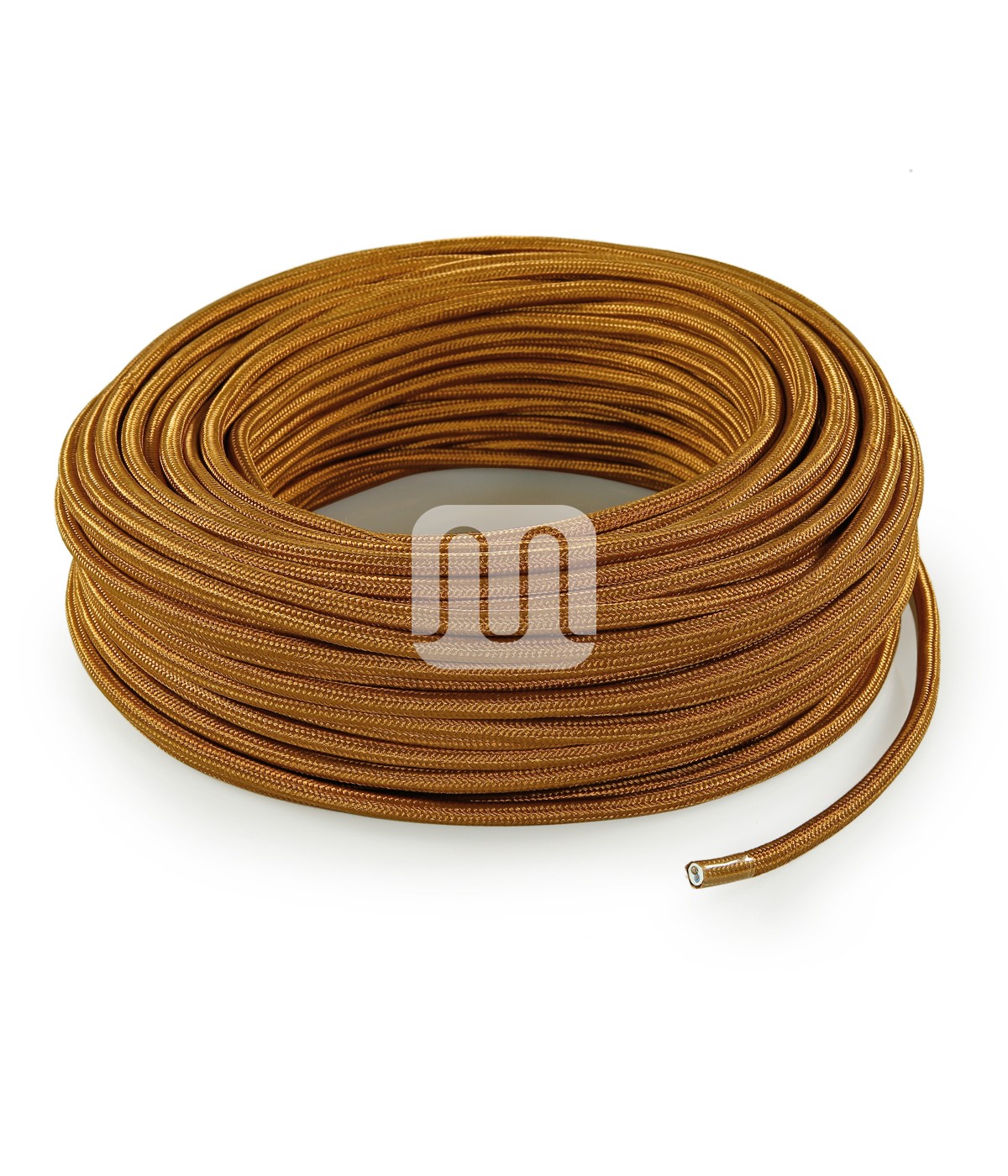 Câble électrique flexible rond gainé de tissu coloré whiskey