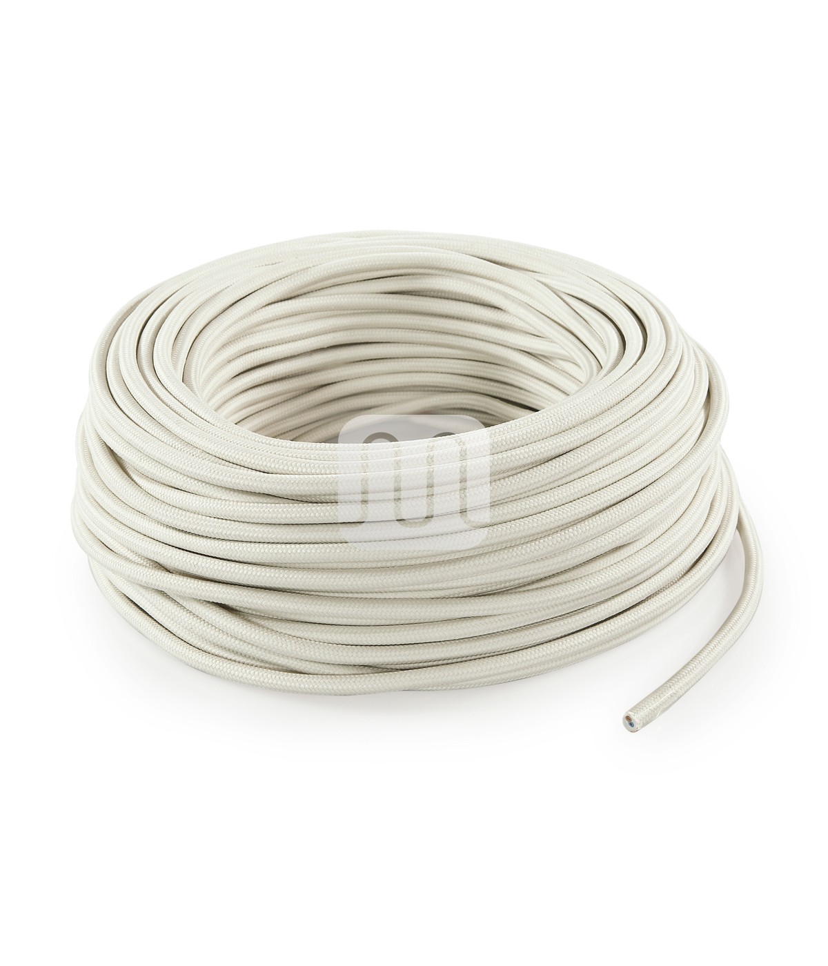 Câble électrique flexible rond gainé de tissu coloré crème