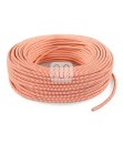 Câble électrique flexible rond gainé de tissu coloré zigzag blanc et orange