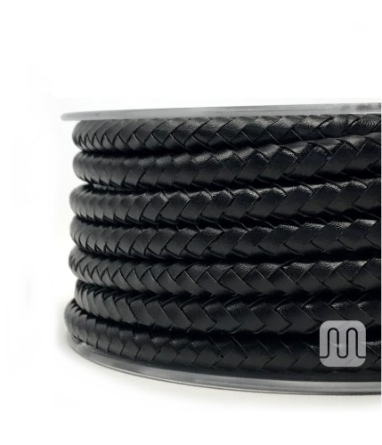 Round leather cable - Black