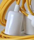 Câble électrique flexible rond gainé de tissu coloré jaune