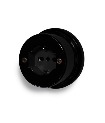 Porcelain universal socket P40 10/16A 2P+T Black