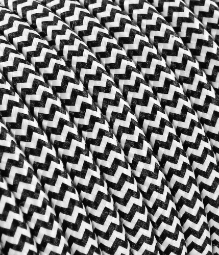 Câble textile plat - Blanc/Noir TO112