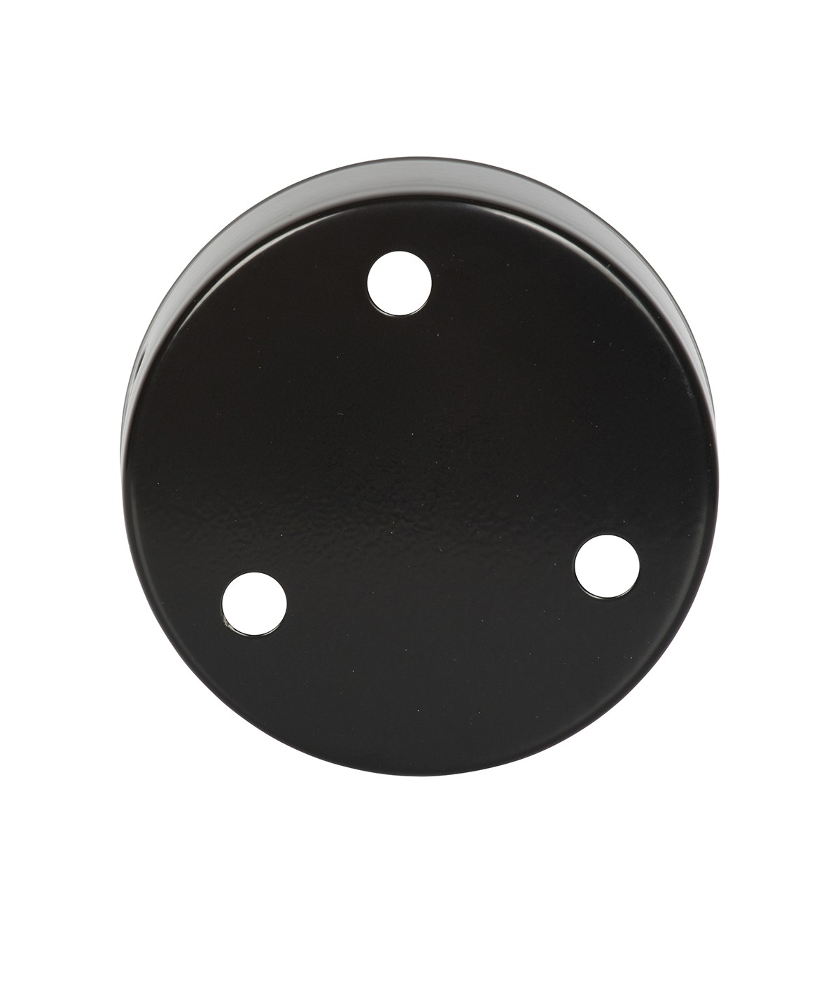 Rosone tondo in metallo nero con 3 fori