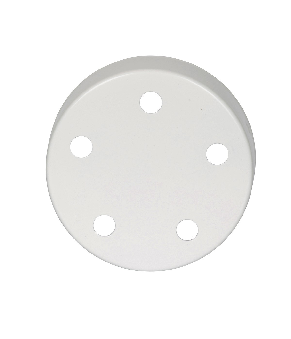 Rosone tondo in metallo bianco con 5 fori