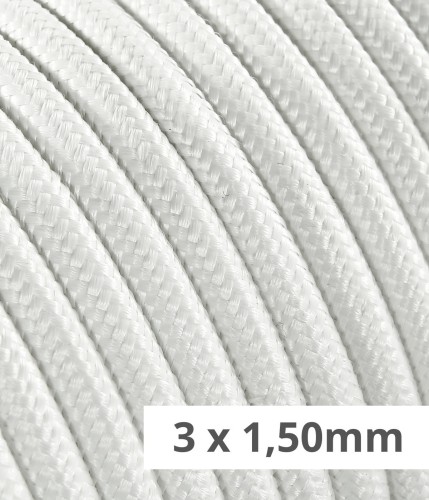 Câble textile rond - Section 3X1,50 Blanc TO53