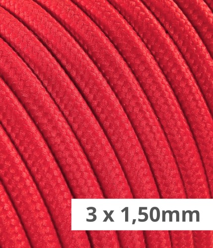 Câble textile rond - Section 3X1,50 Rouge TO57