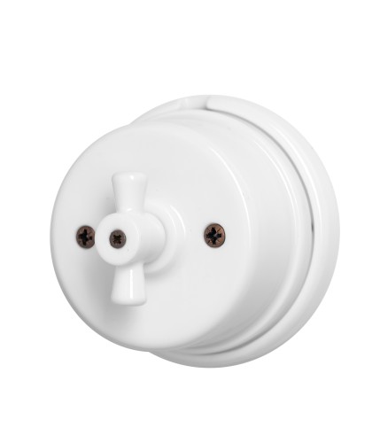 Interrupteur/Déviateur rotatif en porcelaine blanche