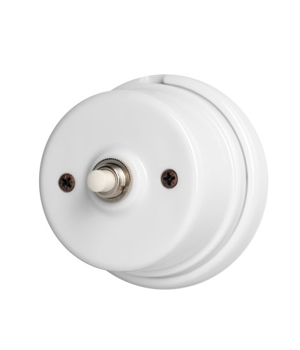 Bouton pour sonnette en porcelaine blanche