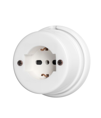 Prise universelle P40 10/16 A 2P+T en porcelaine blanche