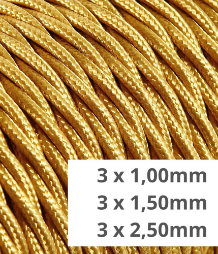 Twisted textile cable for implants - Gold