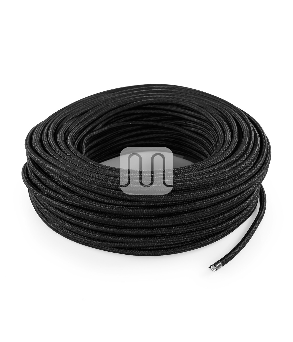 Câble électrique flexible rond gainé de tissu coloré noir