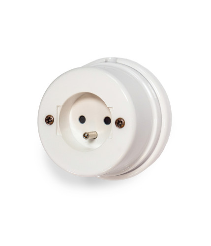 Porcelain French socket 16A 2P+T White